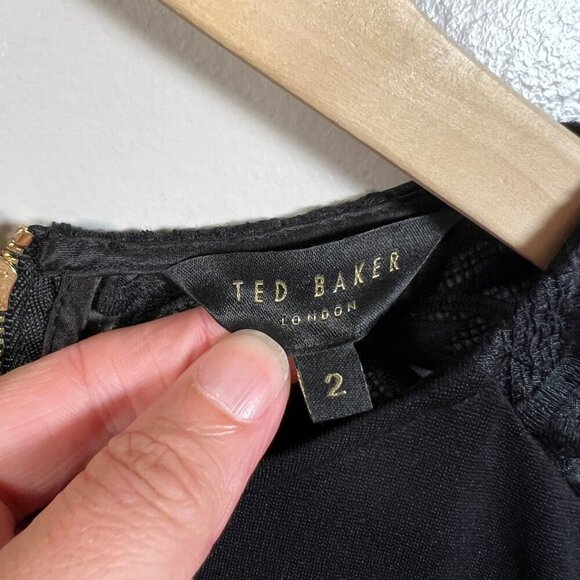 Ted Baker Mayaa Lace Sheath Dress Size 2 US 6 Black Cocktail Event Party Holiday - Picture 4 of 10